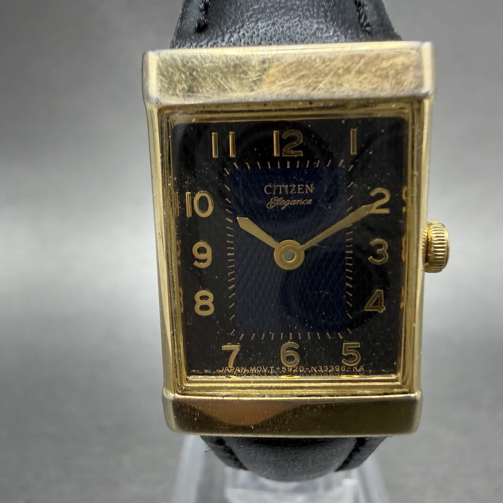 Citizen Elegance Tank Watch Women 18mm Blue Dial Gold Tone Rectangle New battery1
