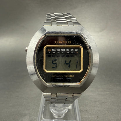 Casio casiotron O-11 Watch Men 36mm Digital Steel Daydate Round NO BACK PARTS0