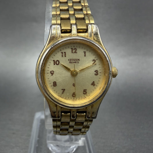 Citizen CQ Watch Women 21mm Champagne Dial Gold Tone Round 5930S29762 New Batt0