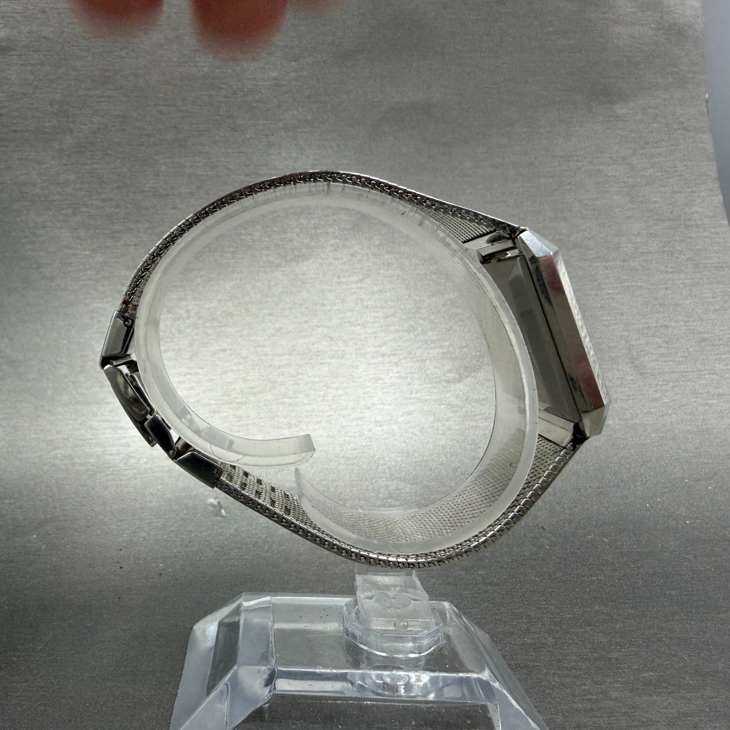 Seiko Tank Watch Women 23mm Silver Dial Silver Tone Rectangle 4130-5010 New Batt8