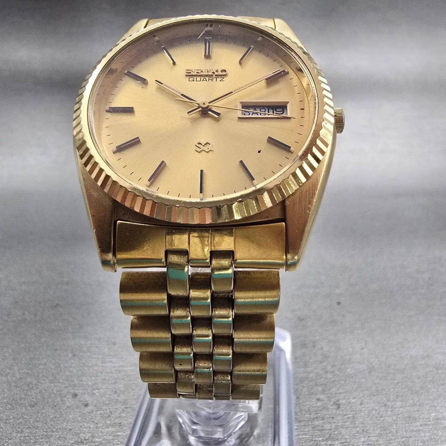 Seiko President Watch Men 35mm Gold Dial Gold Tone Daydate 5Y23-8A60 New Battery5