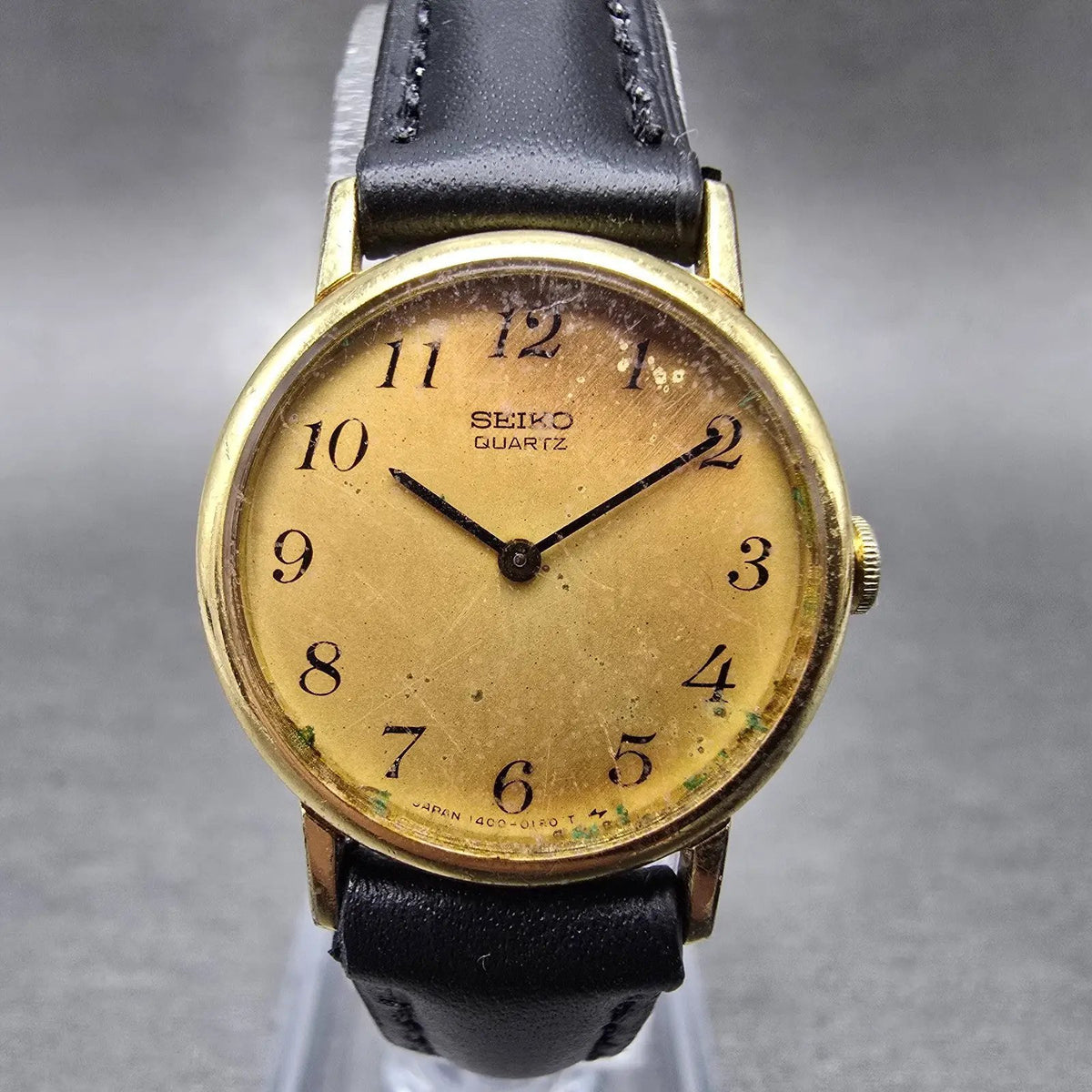 Seiko Watch Women 23mm Gold dial Gold Round 1400-0049 New Battery VTG0
