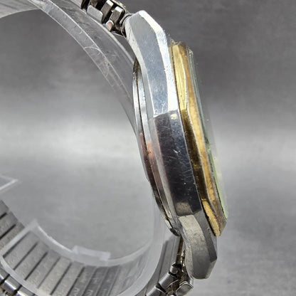 Seiko SQ Watch Men 35mm Silver Dial Two Tone Daydate Round 7123-7160 PARTS VTG4