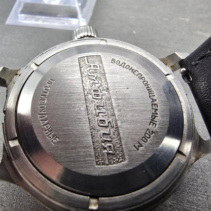 VOSTOK Komandirskie Watch Men 40mm Blue Dial Silver Tone Manual Wind Runs VTG10