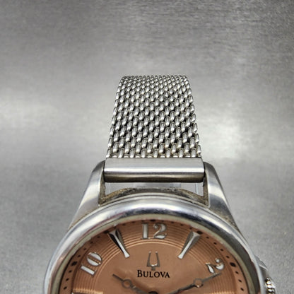 Bulova Adventurer Watch Women 32mm Pink Dial Silver Tone Small Seconds New Batt4