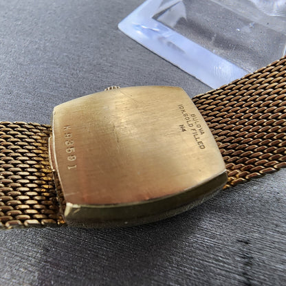 Bulova Accutron Watch Women 18mm Gold Dial Gold Filled Rectangle New Battery