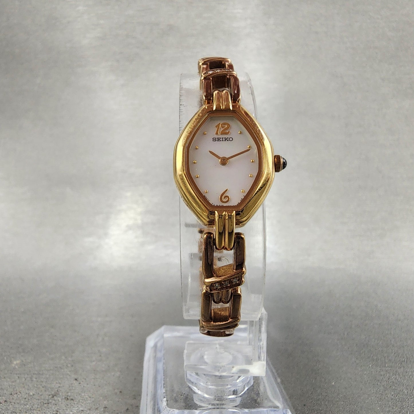 Seiko Watch Women 17mm MOP Dial Gold Tone Octagon 1n000ld0 New Battery6