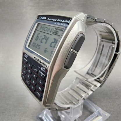 VTG Casio DBC32 Calculator Watch Men 38mm Silver Tone Rectangle New Battery2