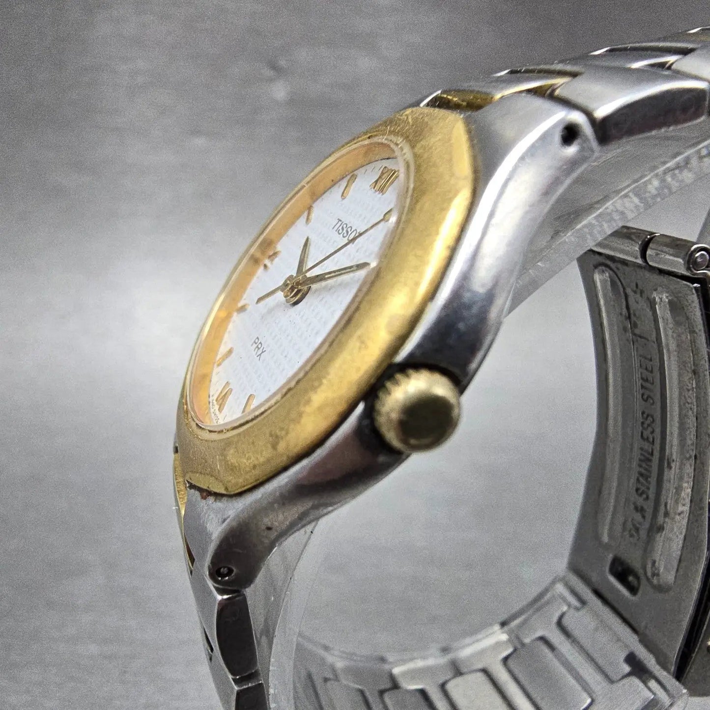 Tissot PRX Watch Women 27mm White Dial Two Tone Date Round P440 PARTS3