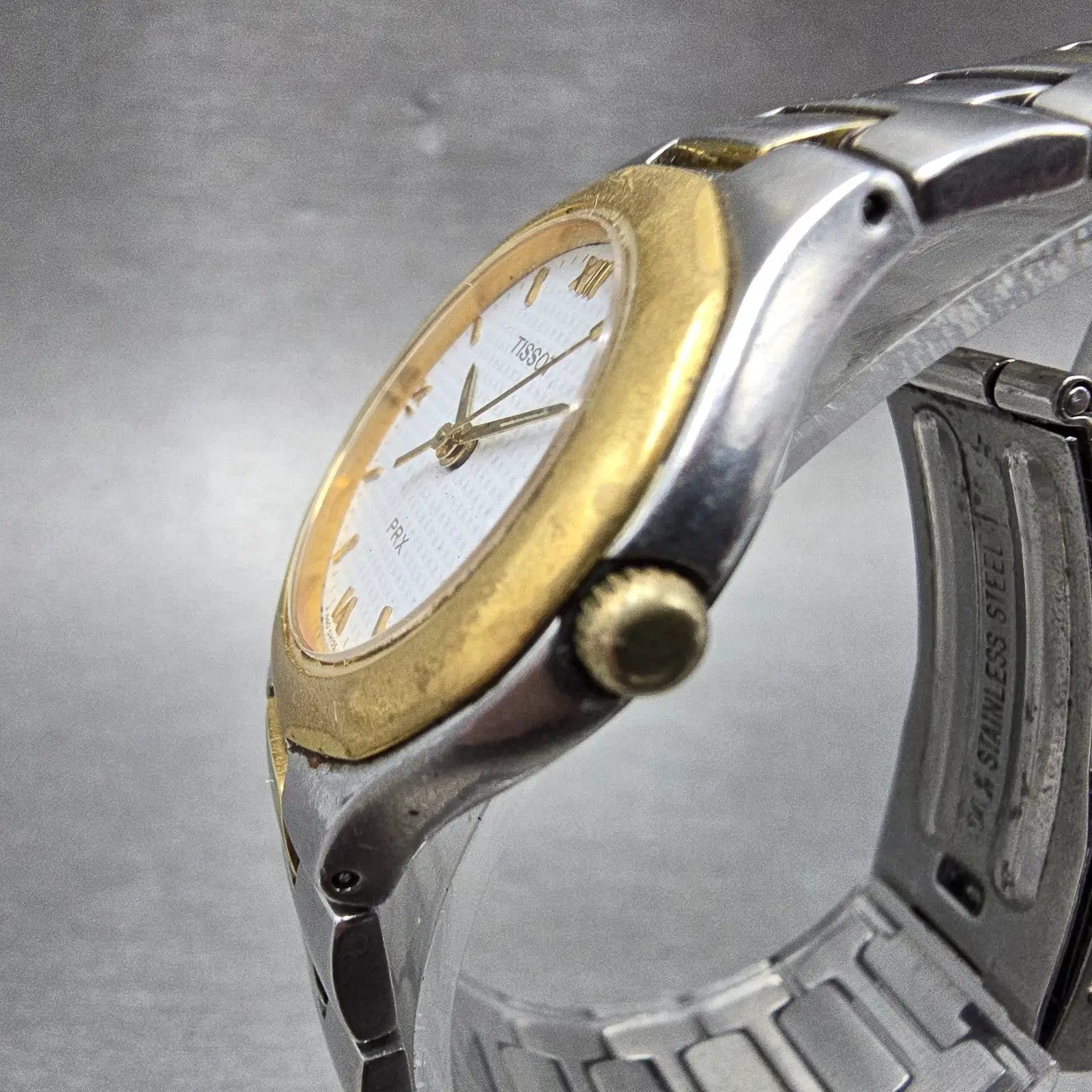 Tissot PRX Watch Women 27mm White Dial Two Tone Date Round P440 PARTS3