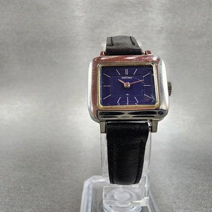 Seiko Watch Women 22mm Blue Dial Stainless Steel Rectangle Manual Wind Runs5
