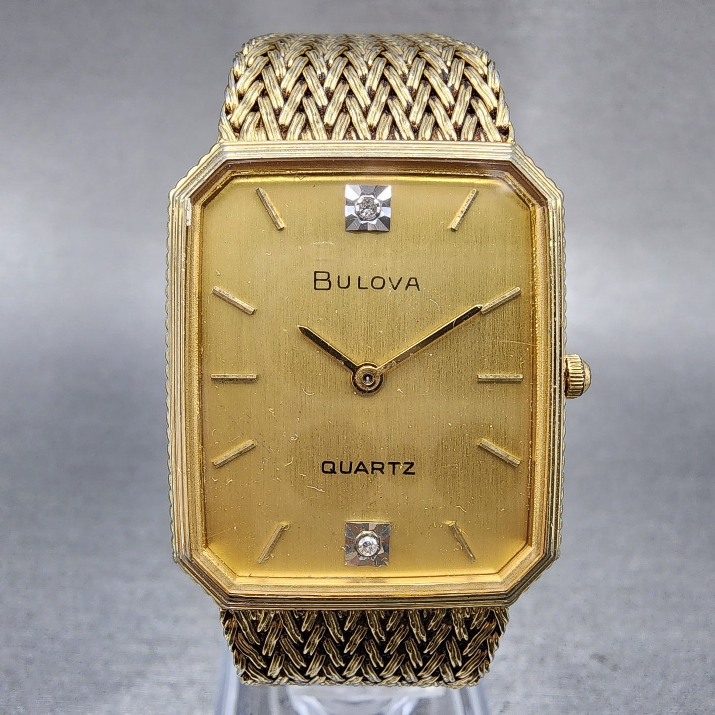 Bulova Tank Watch Men 26mm Champagne Dial Gold Tone Octagon PARTS0