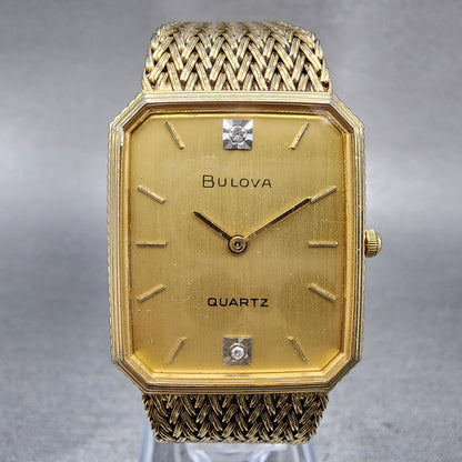 Bulova Tank Watch Men 26mm Champagne Dial Gold Tone Octagon PARTS0