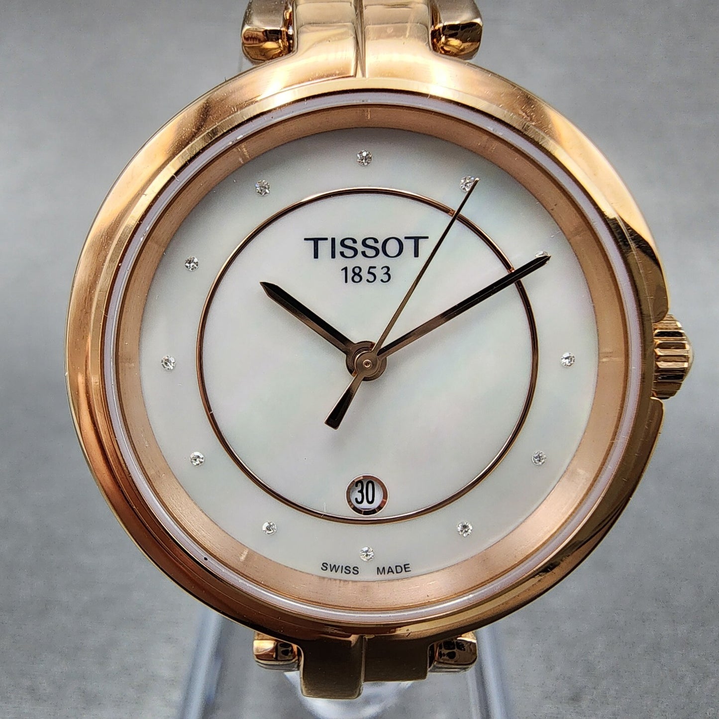 Tissot Flamingo Watch Women 30mm MOP Dial Rose Gold Tone Date T094.210.33.116.021