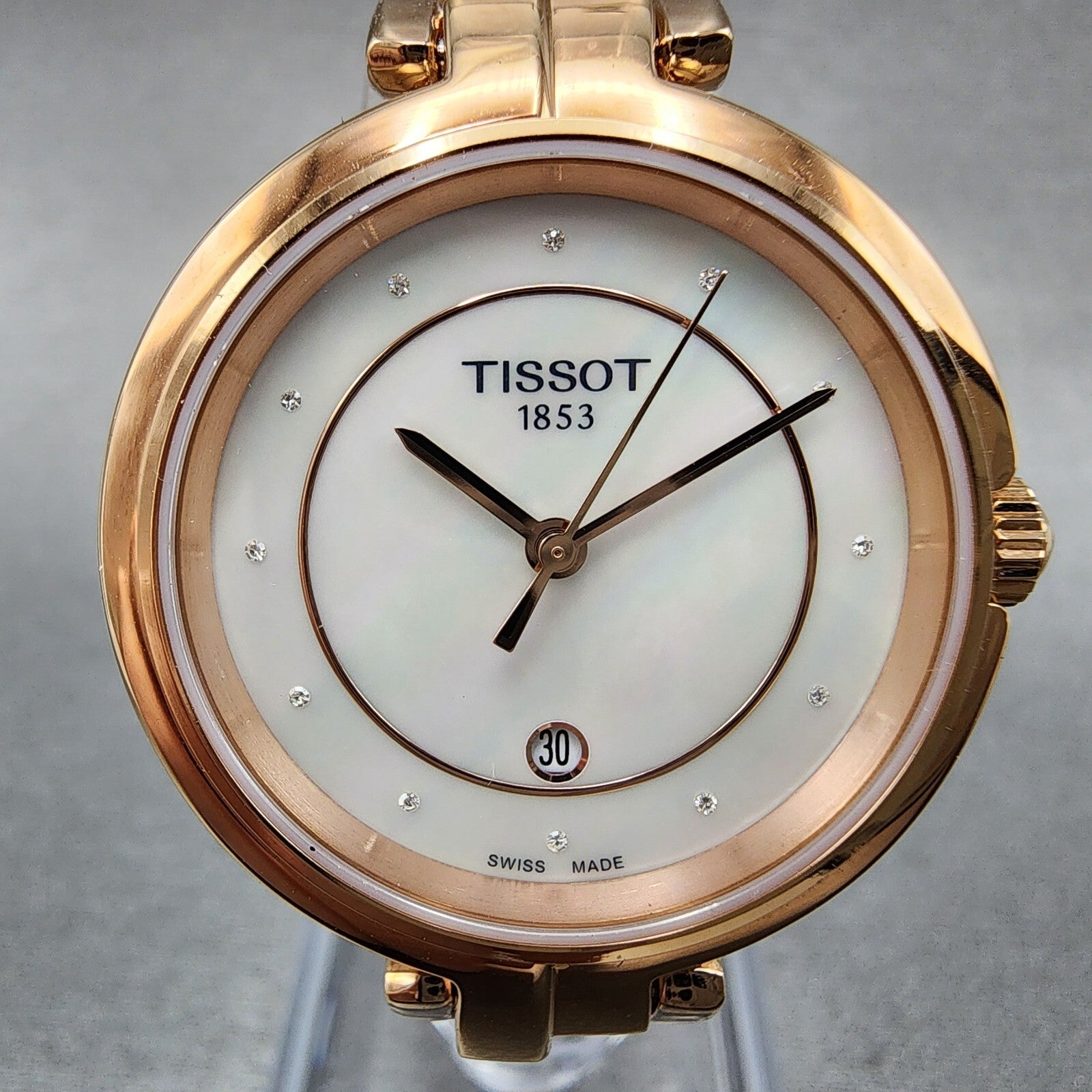 Tissot Flamingo Watch Women 30mm MOP Dial Rose Gold Tone Date T094.210.33.116.021