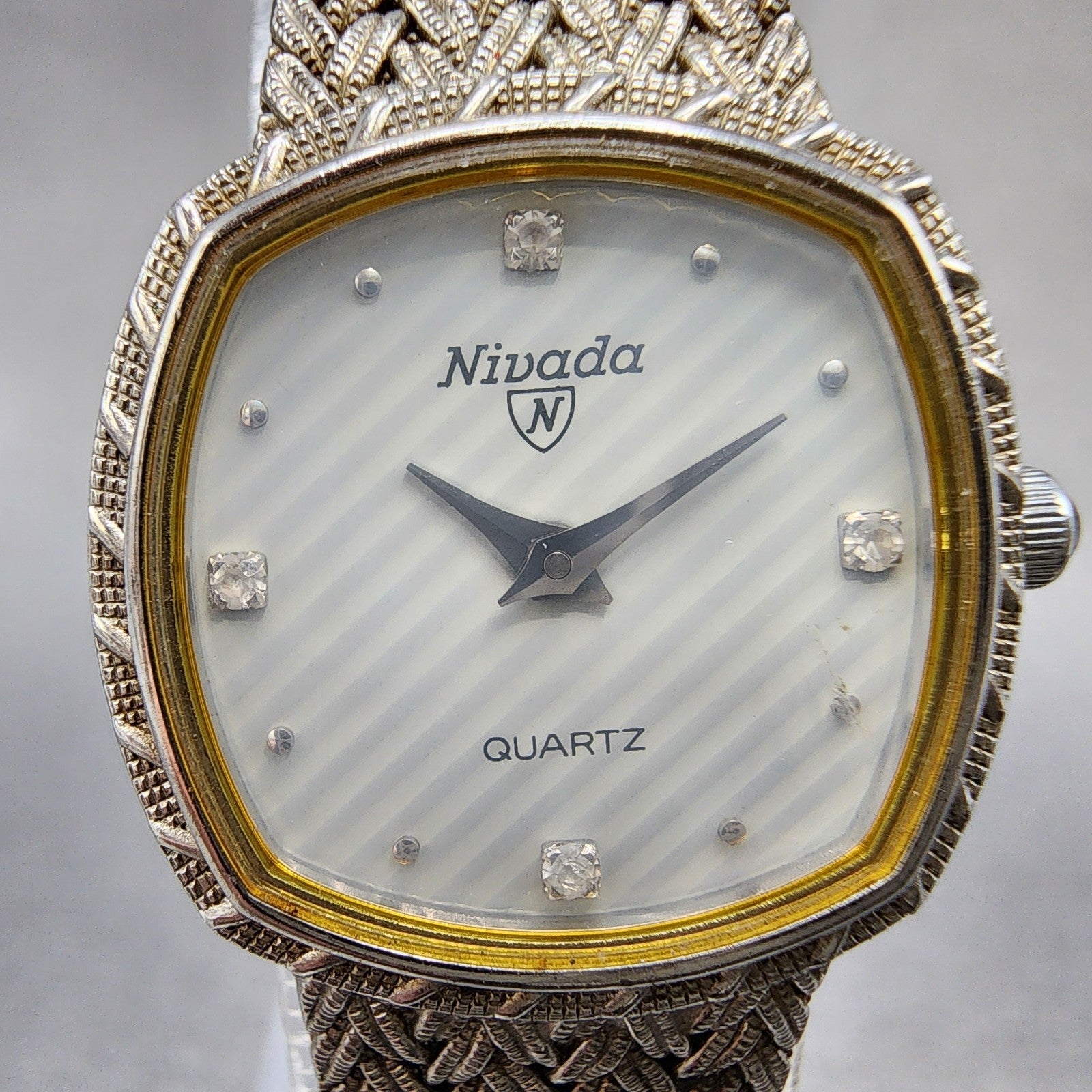 Nivada Watch Women 21mm Silver Dial Silver Tone Square N22724 New Battery1