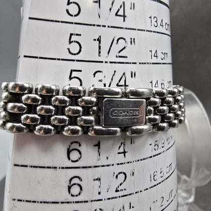 Coach Tank Watch Women 17mm White Dial Silver Tone Rectangle 0820 New Battery10