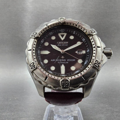 Citizen Eco-Drive Dive Watch Men 43mm Black Dial Titanium Date B872-H26035 works5