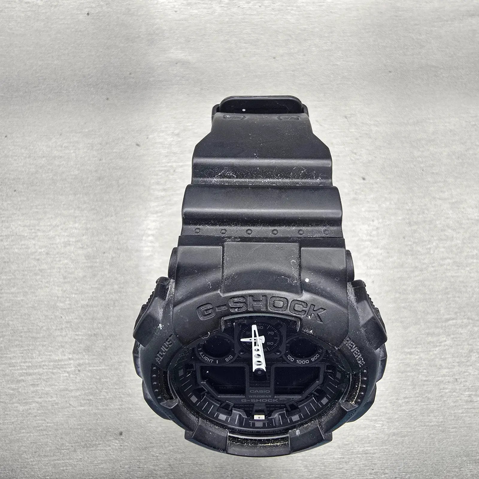 Casio G-Shock GA-100 Watch Men 51mm Black Alarm Chronograph Timer New Battery4