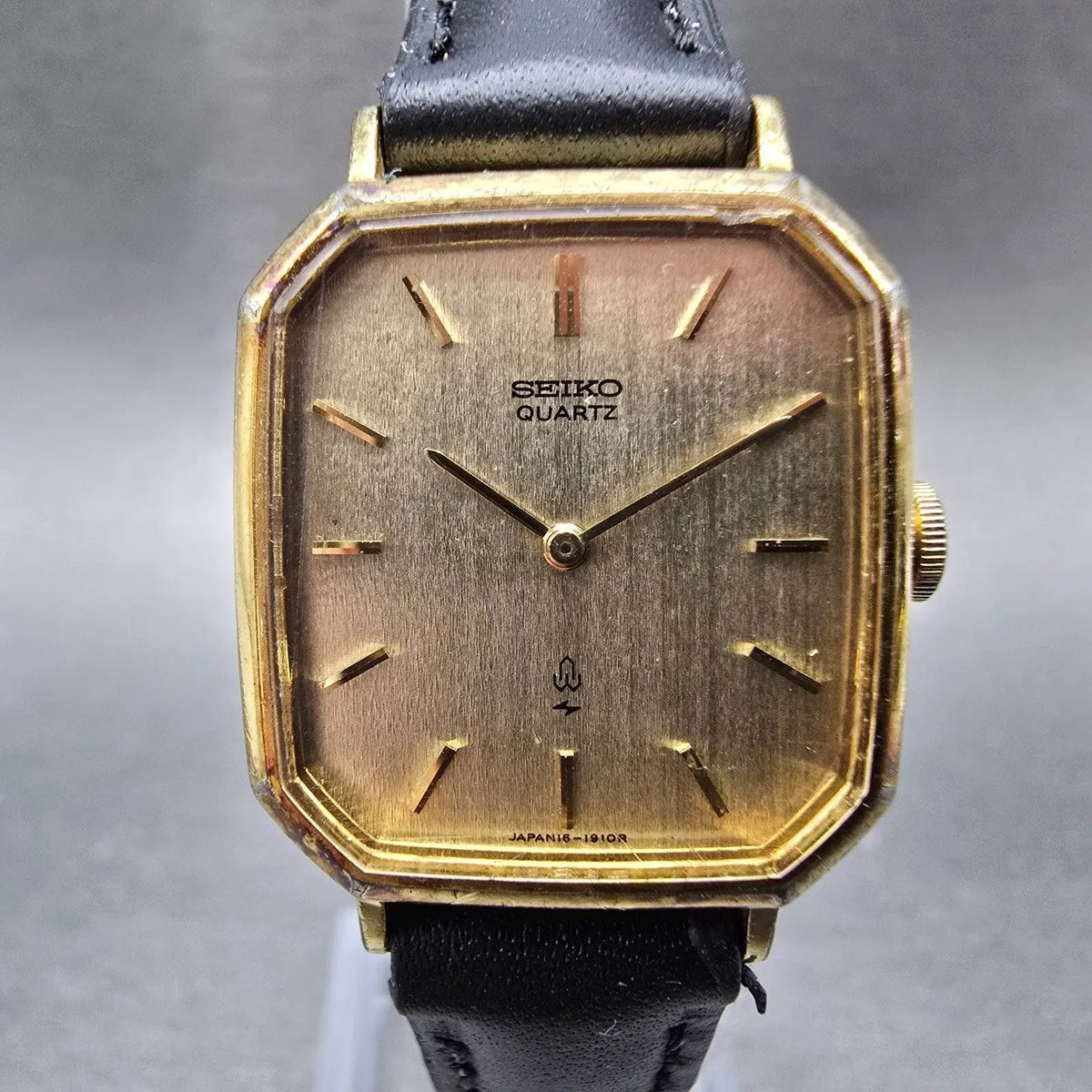 Seiko Tank Watch Women 22mm Champagne Dial Gold Plated 16-6030 New Battery VTG0