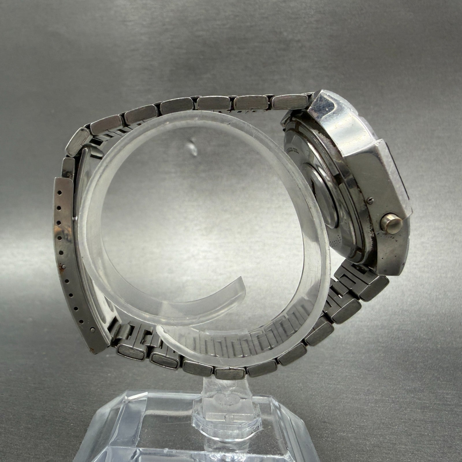 Witttnauer Polara RED LED Watch Men 35mm Silver Tone Vintage PARTS9