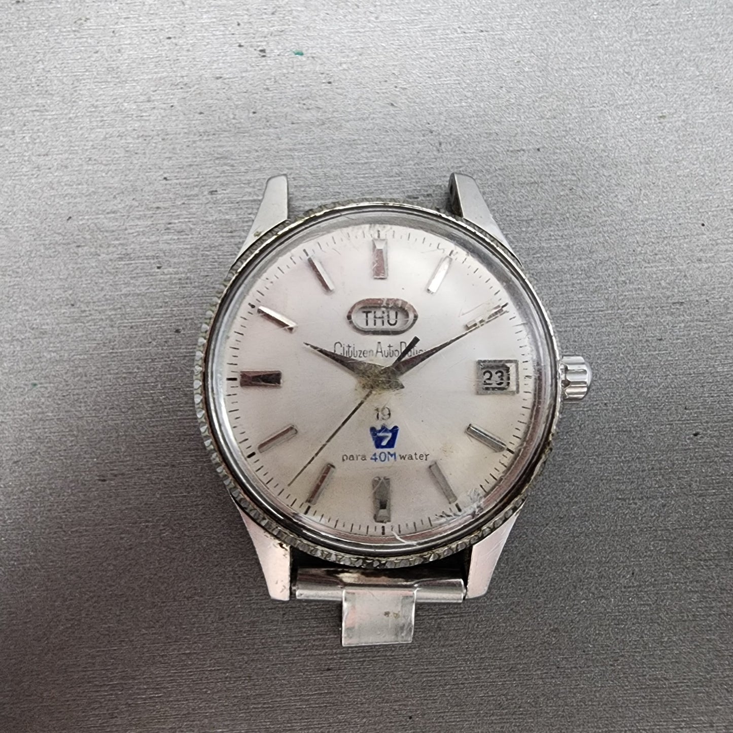 Citizen Autodater Watch Men 39mm White Dial Steel Daydate Automatic 1402at Runs0