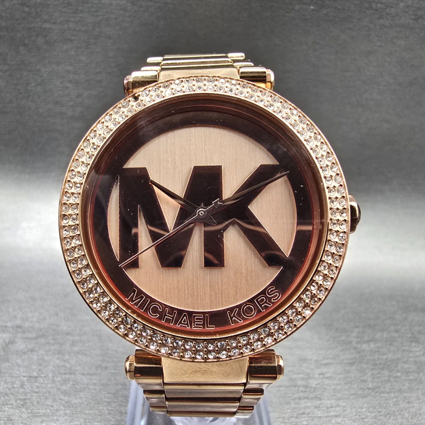 Michael Kors Parker Watch Women 39mm Rose Gold Gemmed MK-5865 New Battery LPF0