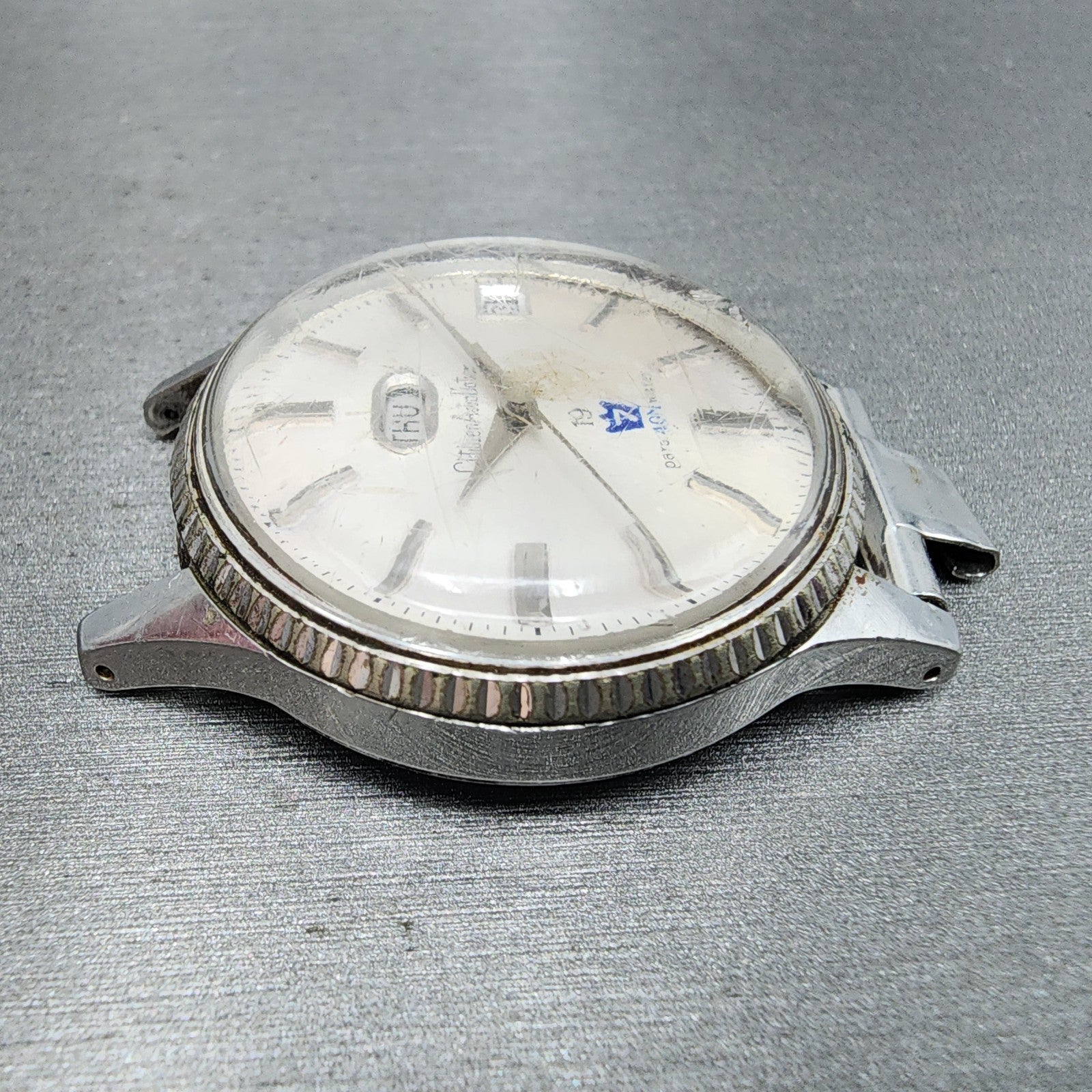 Citizen Autodater Watch Men 39mm White Dial Steel Daydate Automatic 1402at Runs3
