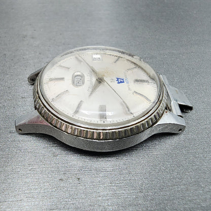 Citizen Autodater Watch Men 39mm White Dial Steel Daydate Automatic 1402at Runs3