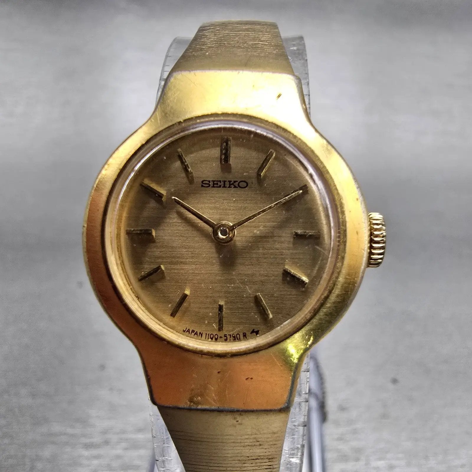 Seiko Watch Women 22mm Gold Dial Gold Tone Round 1100-1440 Manual Wind Vintage0
