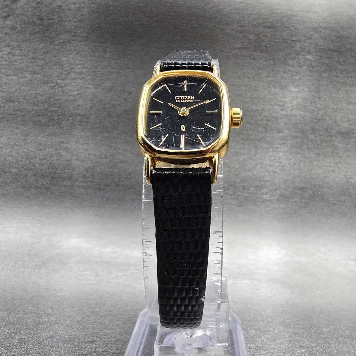 Citizen CQ Watch Women 17mm Black Dial Gold Tone Oval 5920-S49810 New Battery KA5