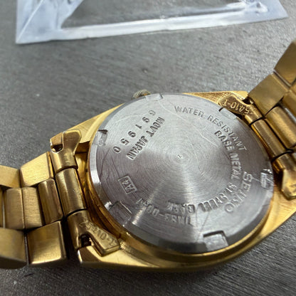 Seiko Watch Women 25mm Gold Dial Gold Tone Daydate Round 7N83-0041 New Battery 99