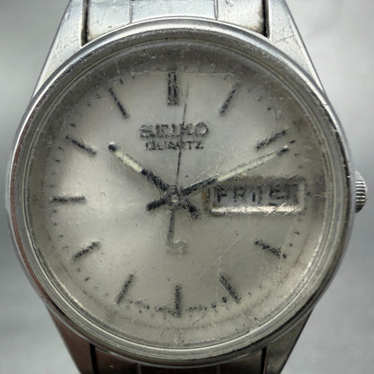 Seiko SQ Watch Women 24mm Silver Dial Silver Tone Daydate 3423-0099 NewBat HG51