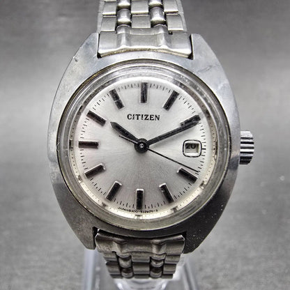 Citizen Watch Women 25mm Silver Dial Silver Tone Date Manual 4-530896 Runs0