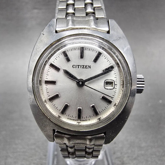 Citizen Watch Women 25mm Silver Dial Silver Tone Date Manual 4-530896 Runs0