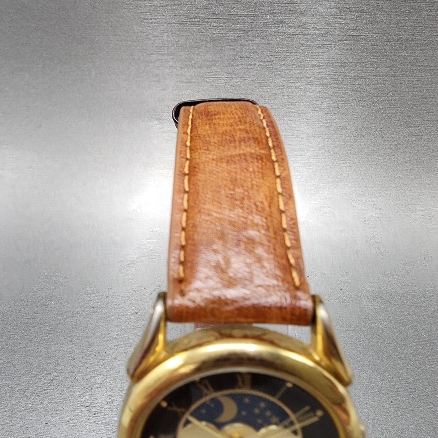 Peugeot Moonphase Watch Women 32mm Black Dial Gold Tone Date New Battery4