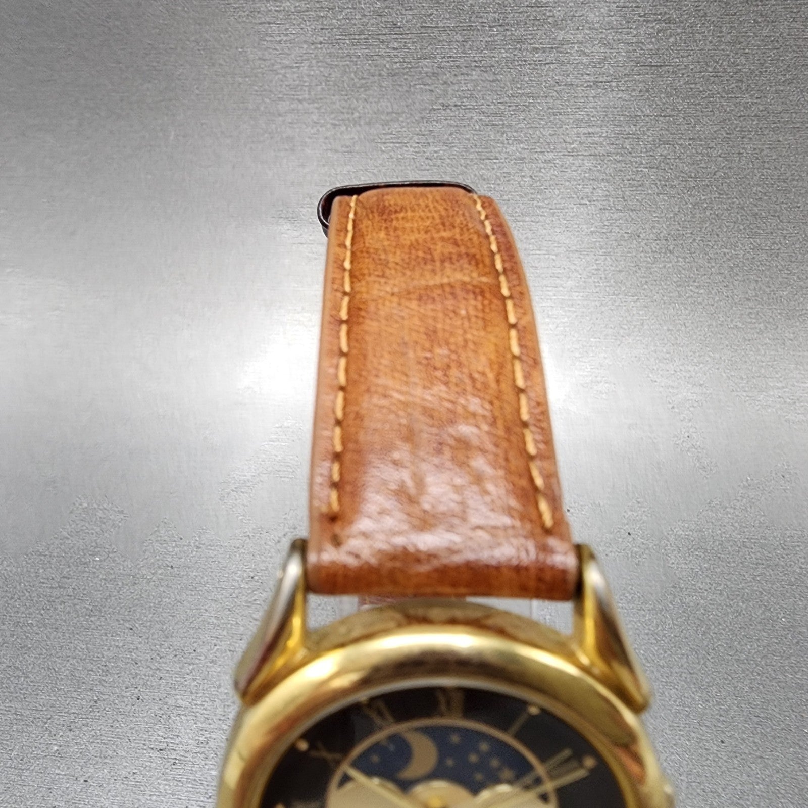 Peugeot Moonphase Watch Women 32mm Black Dial Gold Tone Date New Battery4