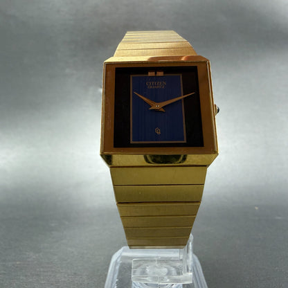 Citizen CQ Tank Watch Unisex 25mm Blue Dial Gold Tone Rectangle New Battery5