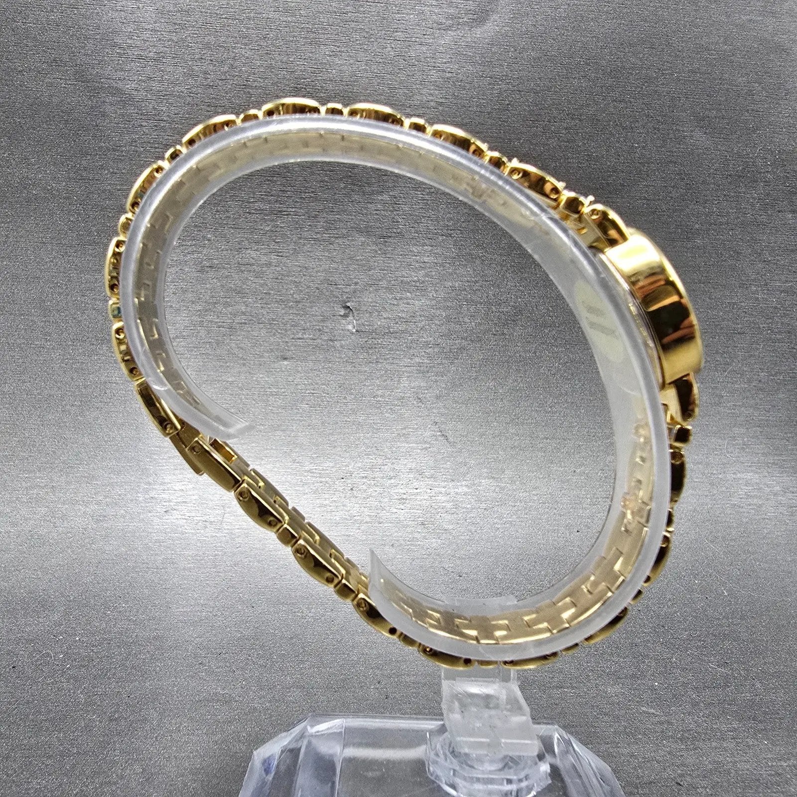 Jules Jurgensen Watch Women 17mm Champagne Dial Gold Oval Blue Gems New BatteryP8