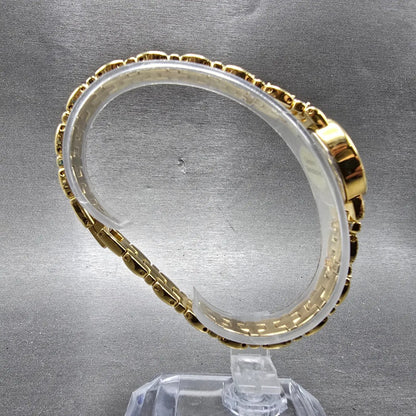 Jules Jurgensen Watch Women 17mm Champagne Dial Gold Oval Blue Gems New BatteryP8