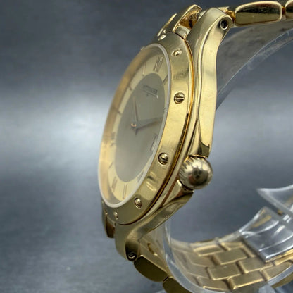 Wittnauer Watch Men 35mm Gold Dial Gold Tone Date Round JV8223 9514 PARTS3
