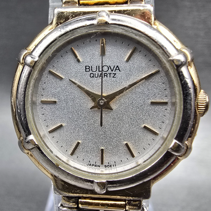 Bulova Watch Women 24mm Silver Dial Two Tone Round 90E11 New Battery1