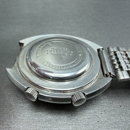 Citizen Alarm Date Watch Men 42mm Black Dial Silver Tone 4-310055 Manual Runs10