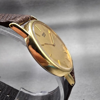 Seiko Watch Men 32mm Gold Dial Gold Tone Round 5Y30-7009 New Battery Vintage3