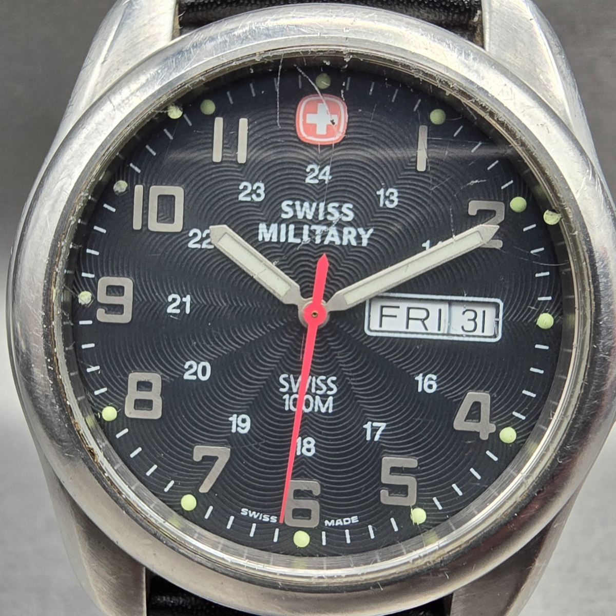 Wenger Swiss Military Watch Men 39mm Black Dial Silver 096.1009 New Battery1