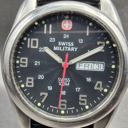 Wenger Swiss Military Watch Men 39mm Black Dial Silver 096.1009 New Battery1