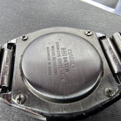 Casio B612W Watch Men 35mm Digital Silver Tone Date Hexagon New Battery VTG LKLK9
