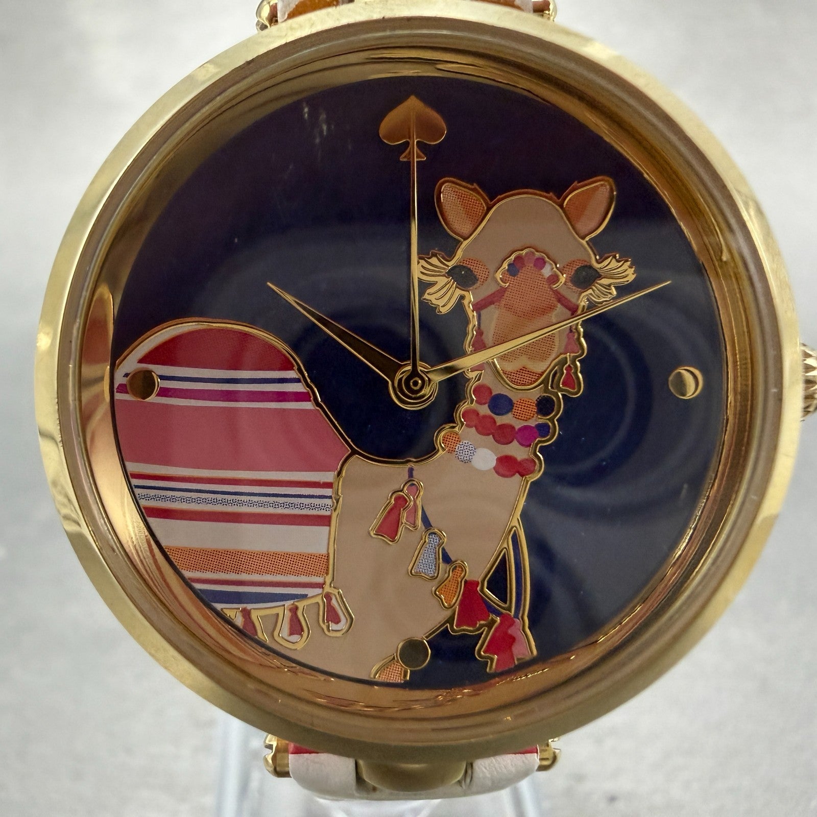 Kate Spade Holland Watch Women 34mm Blue Dial Gold Tone Round KSW1271 New Batt1