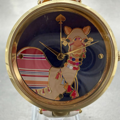 Kate Spade Holland Watch Women 34mm Blue Dial Gold Tone Round KSW1271 New Batt1