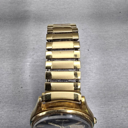 Seiko Watch Men 35mm Black Dial Gold Tone Daydate Round 7N43-8A39 New Battery4